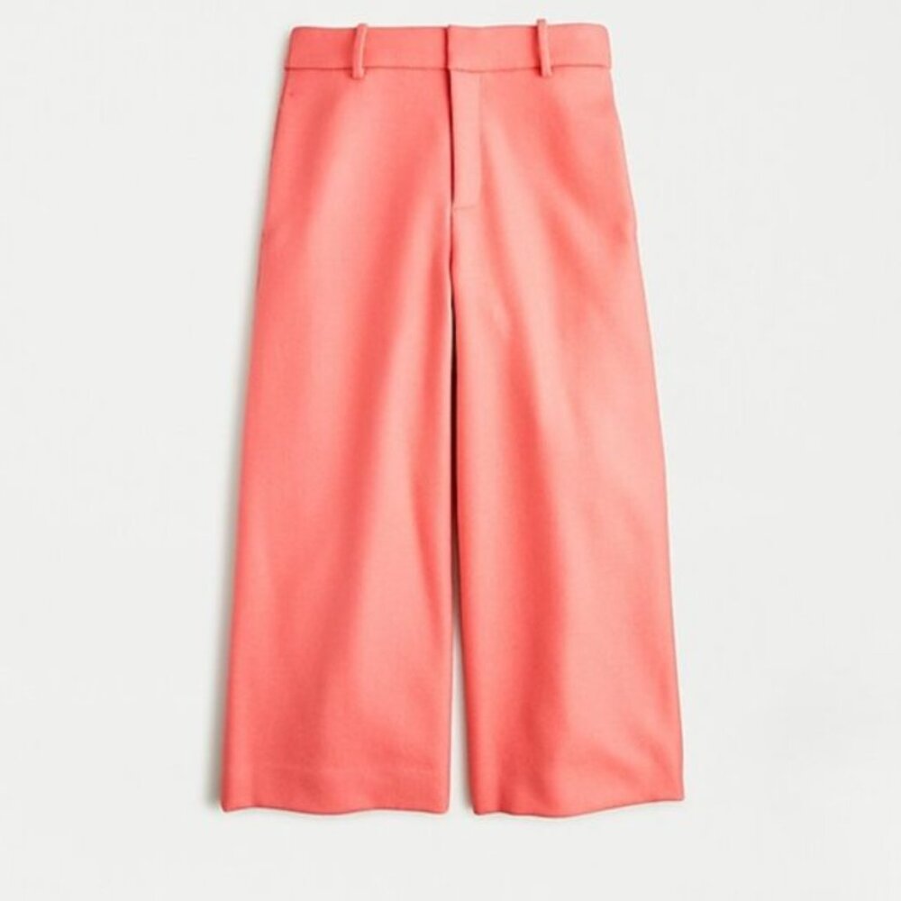 NWT J Crew Double-serge wool Culotte Cropped Pants Size 0 Coral Pink